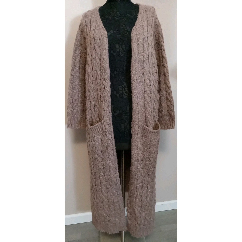 Raga Anthropologie Long ‎ Oversize Chunky Knit Pockets Open Cardigan size XS